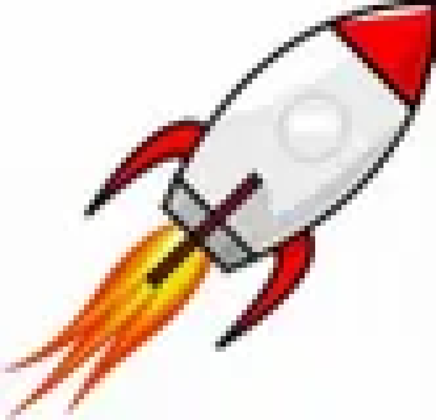 A cartoon of a rocket with its launch logo.